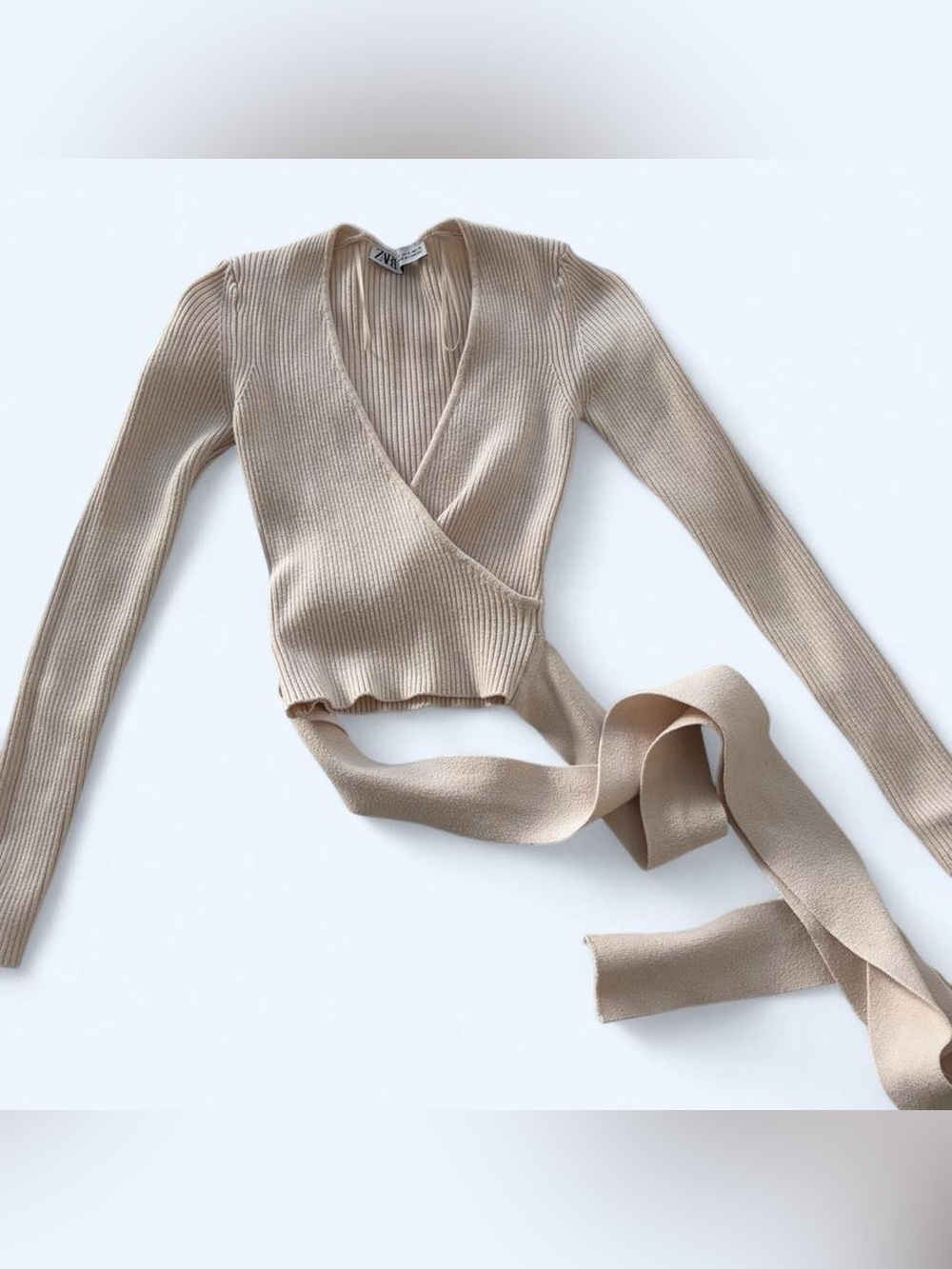 Ballet Ribbed Wrap Crop Top - Picture 4 of 7